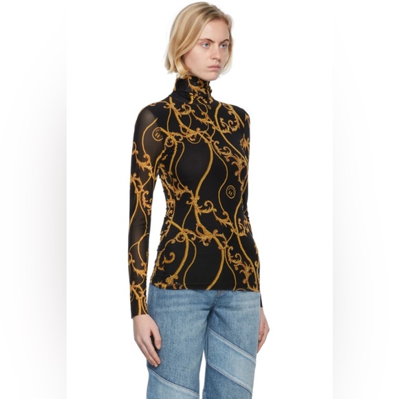 NWT GANNI Black Mesh Print Turtleneck - Picture 2 of 4